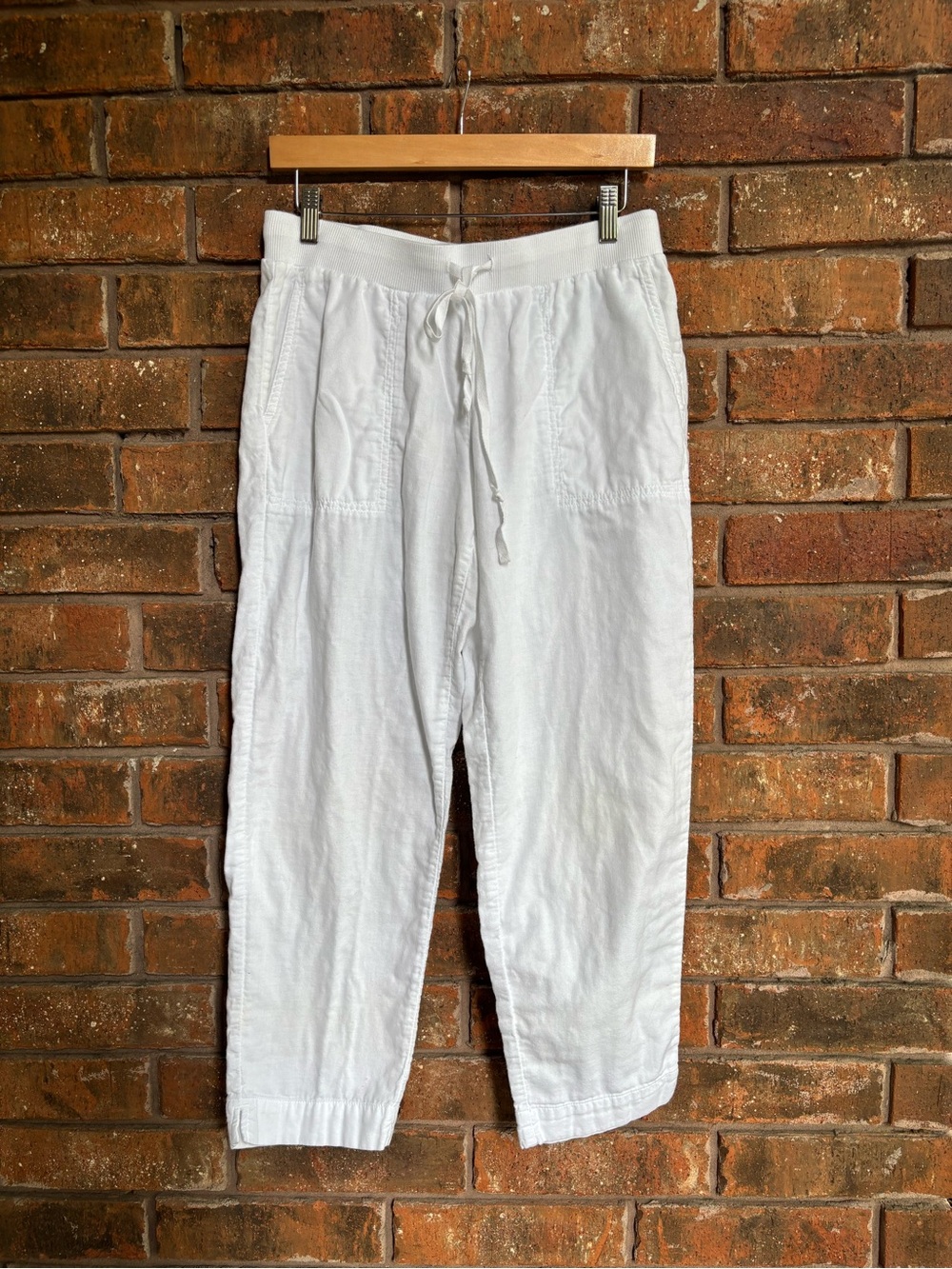 J. Jill White Brushed Cotton Drawstring Crop Pants